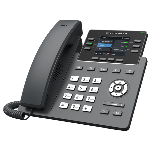 Grandstream 6 Lines, 3 SIP Accounts, 2.8 in scrn, PoE + GigE, Color GRP2613