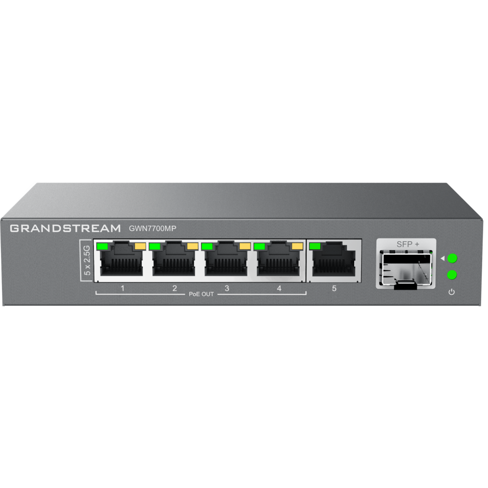 Grandstream Unmanaged 2.5 MultiGigabit Switch with 5 x 2.5 GigE (4 x PoE), 1 x SFP+ GWN7700MP
