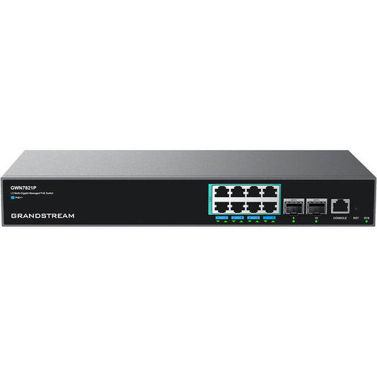 Grandstream Enterprise Layer 3 Managed Multi-Gigabit PoE Network Switch, 8 x 2.5 GigE PoE++, 2 x 10G SFP+ GWN7821P