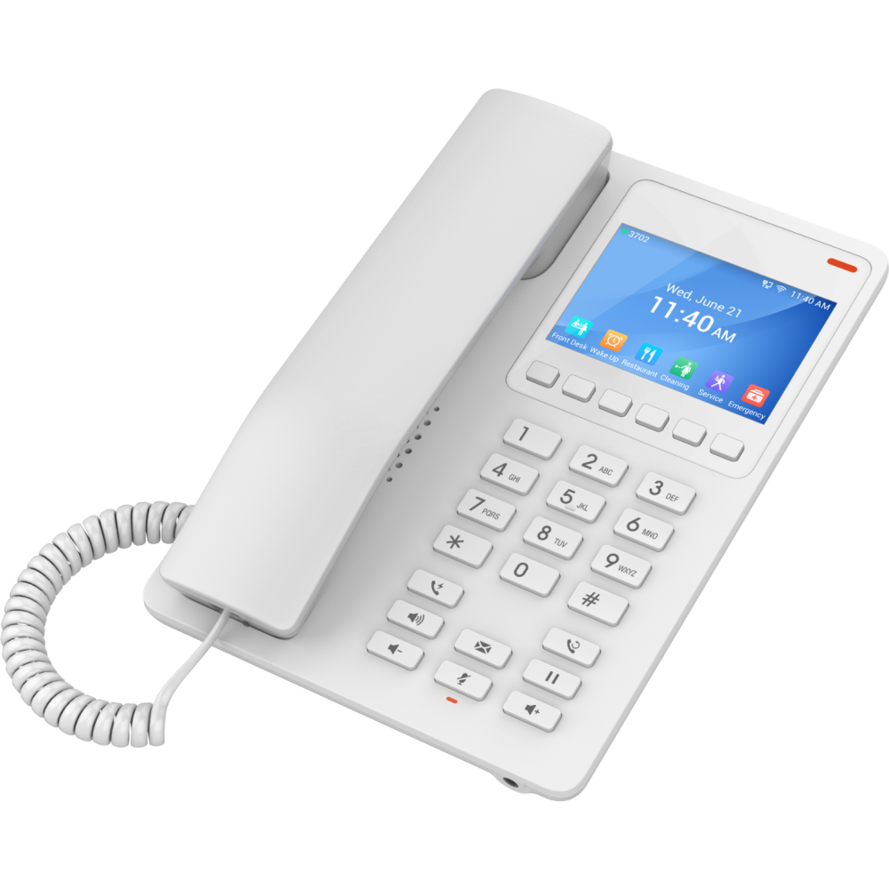 Grandstream Desktop Hotel Phone, 3.5" Color LCD, PoE, White GHP630