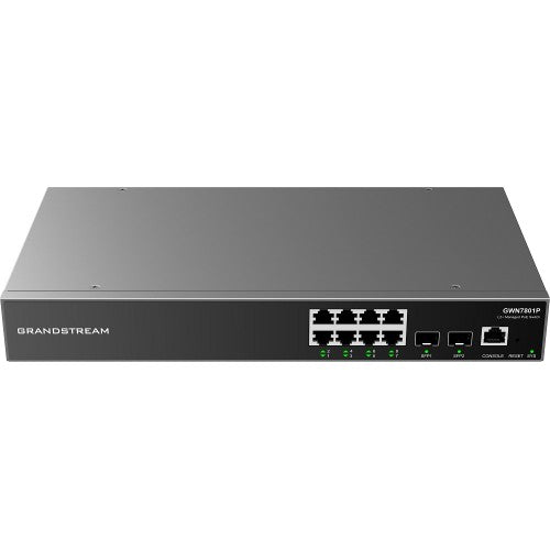 Grandstream Enterprise Layer 2+ Managed  PoE Network Switch, 8 x GigE, 2 x SFP GWN7801P