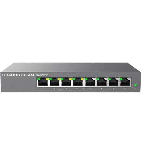 Grandstream GWN7711P Managed Switch, Layer 2-Lite, 8 x GigE, 4 x PoE/PoE+ or +24VDC Output Mode