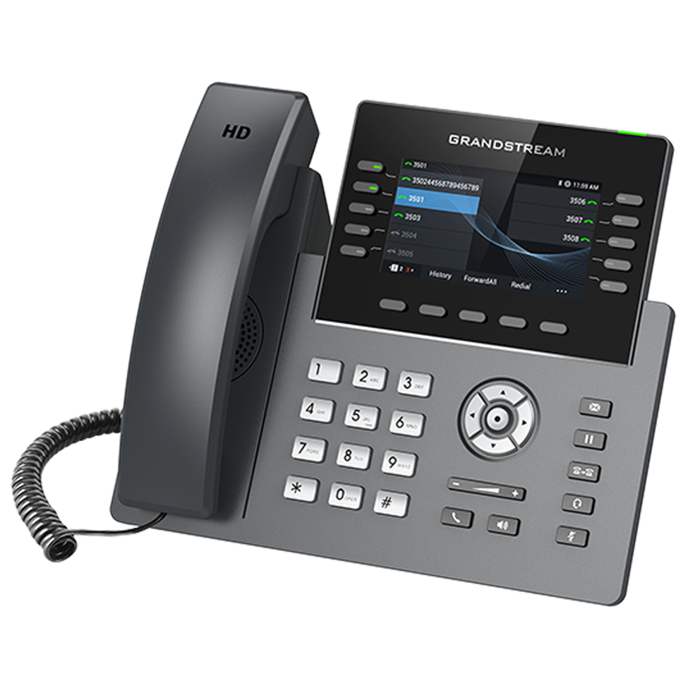 Grandstream 10 Lines, 16 SIP Sccounts, 4.3 in scrn, PoE, WiFi GRP2615