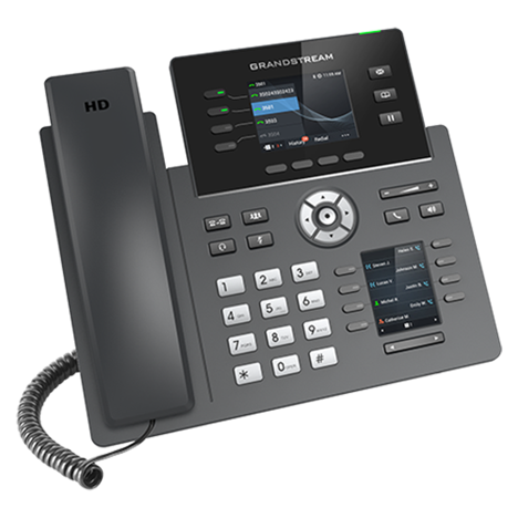 Grandstream 4 Lines, 4 SIP Accounts,  2.8 in + 2.4 in scrn, PoE + GigE, Color GRP2614