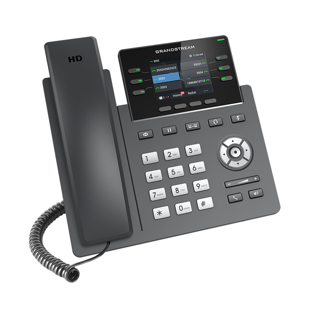 Grandstream 6 Lines, 3 SIP Accounts,  2.8 in scrn, PoE + GigE, Color GRP2613